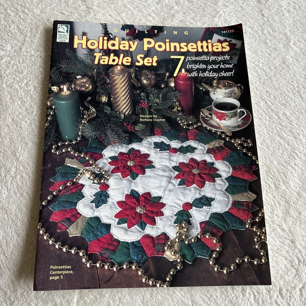 Christmas Quilting Pattern Vintage‎ Holiday Poinsettia Table Set Quilt 7 Project